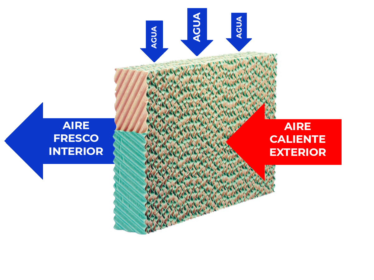 FUNCIONAMIENTO_DE_LOS_PANELES_DE_HUMIFICACION Funcionamiento de los paneles de humificación y evaporación. Imagen representativa de como funciona.