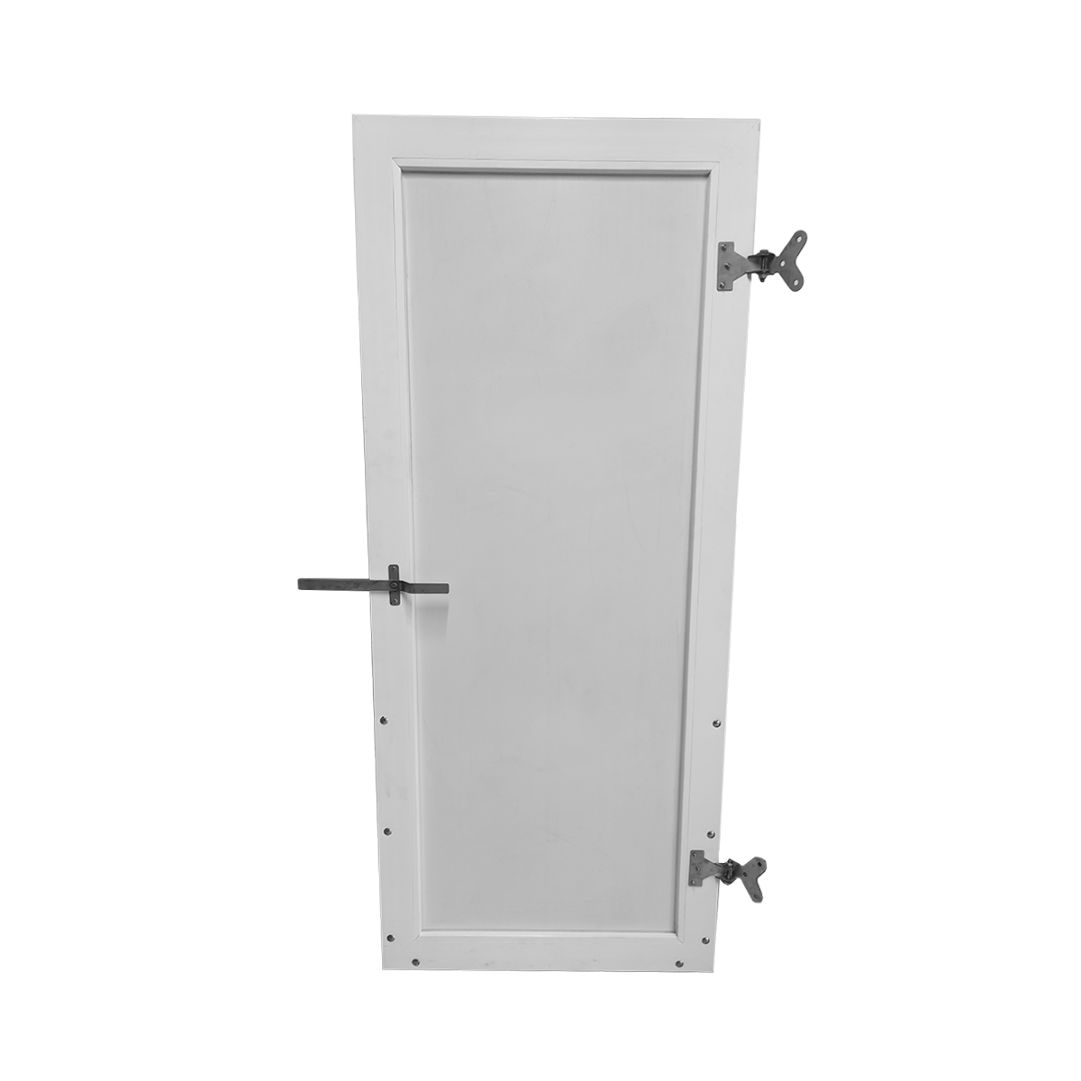 Puerta de PVC fabricación a medida. Puerta para granjas con bisagras inox.